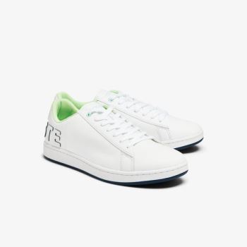 Lacoste Carnaby Evo Leather and Citrus Accent Sneakers Pánské - Tenisky Bílé / Tmavě Blankyt | CZ-C0